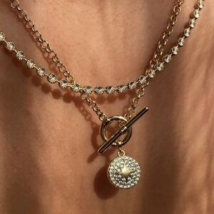 Waterproof Zircon T-Bar Toggle Necklace | 14K Gold Plated